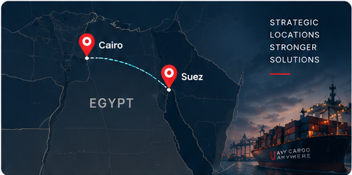 UNITED INTL strategic locations map showing Cairo and Suez